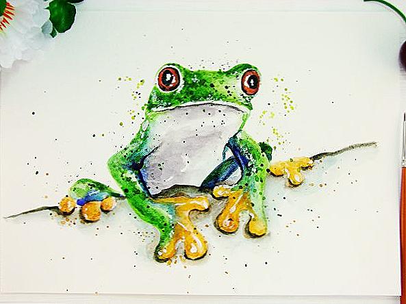 Frog akvarel / Domov a rodina