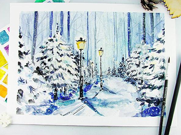 Zimní krajina v akvarelu / Domov a rodina